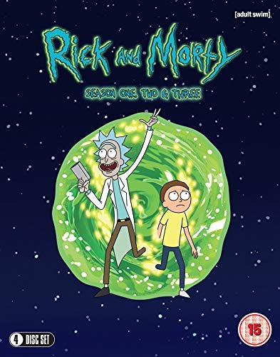 Rick and Morty Blu-ray cover featuring the characters in a green portal.