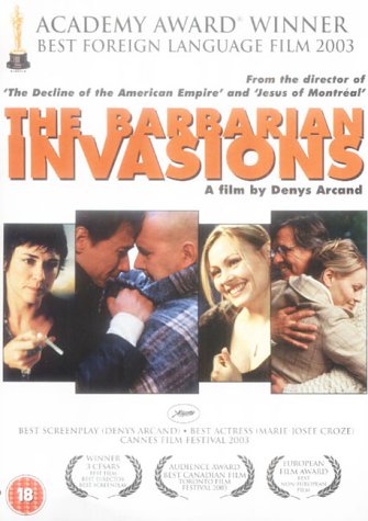 DVD cover for “The Barbarian Invasions” featuring four people in portraits.