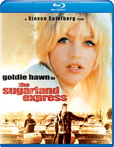 Blu-ray cover for "Sugarland Express" featuring Goldie Hawn and a police standoff.