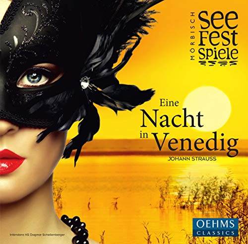 CD cover: woman in Venetian mask, yellow background, text in German.
