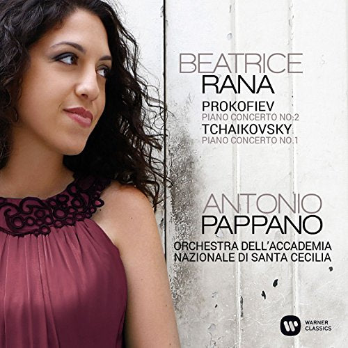 CD cover featuring pianist Beatrice Rana and composers Prokofiev, Tchaikovsky.