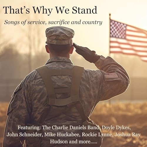 Soldier saluting with American flag, album cover for "That's Why We Stand.
