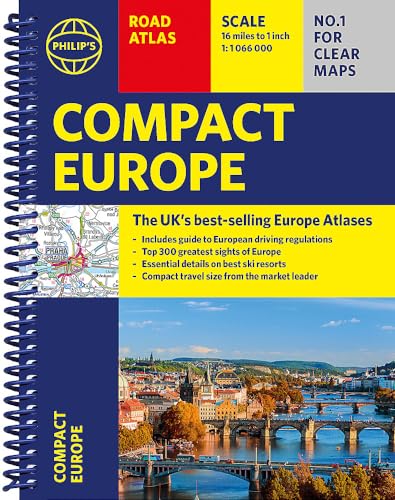 Philip's Compact Atlas Europe: A5 Spiral binding (Philip's Road Atlases)