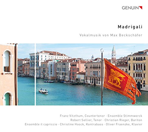 CD cover: Venetian canal scene with flag, text “Madrigali” and artist names.