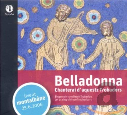 CD cover: two figures with medieval instruments on a blue, patterned background.
