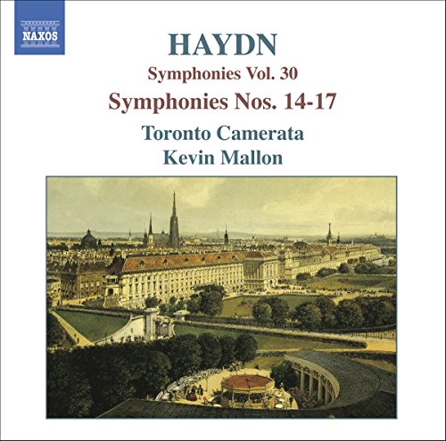 CD cover for Haydn symphonies featuring a landscape painting of a city.