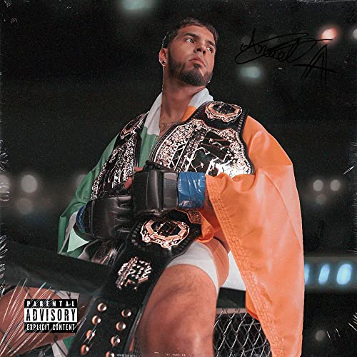 Anuel AA album cover featuring the artist wearing a championship belt.