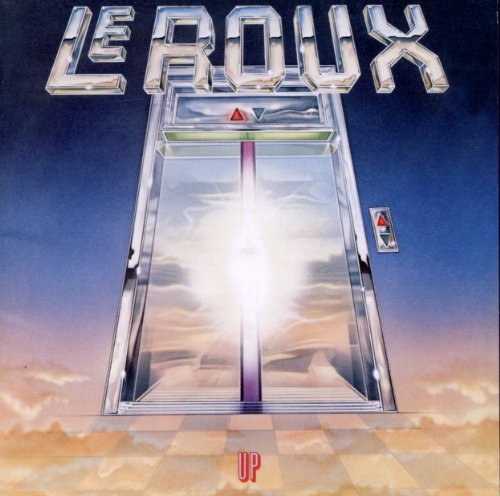 Album cover for Le Roux’s “Up” featuring a chrome elevator opening to light.