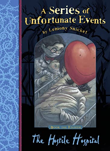 Book cover: "The Hostile Hospital" by Lemony Snicket, featuring children in a hospital.