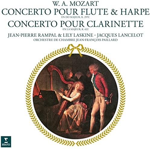 Vinyl record cover featuring a classical painting of musicians with a harp.