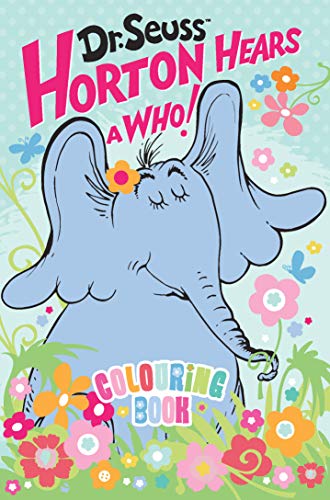 Horton the elephant with flowers, cover of a coloring book.