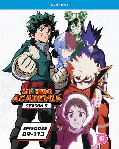 Anime series Blu-ray disc set with My Hero Academia season 5 artwork and packaging.