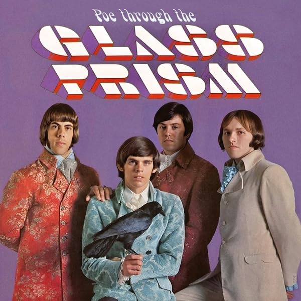Album cover featuring four men and a raven in front of a purple background.
