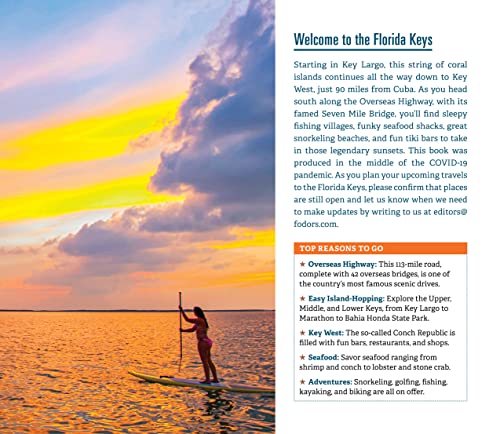 Fodor's Florida Keys guidebook with a sunset and palm tree image.
