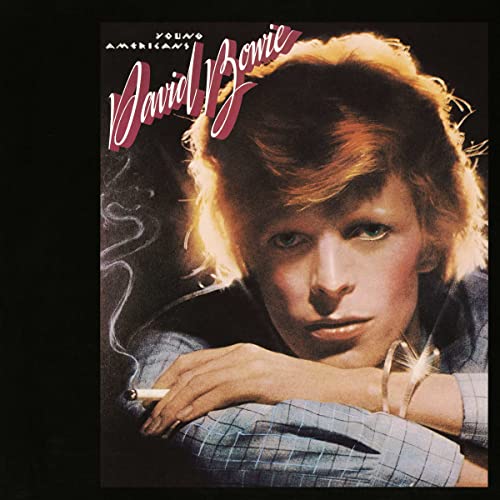 David Bowie’s “Young Americans” album cover with a portrait and smoke.