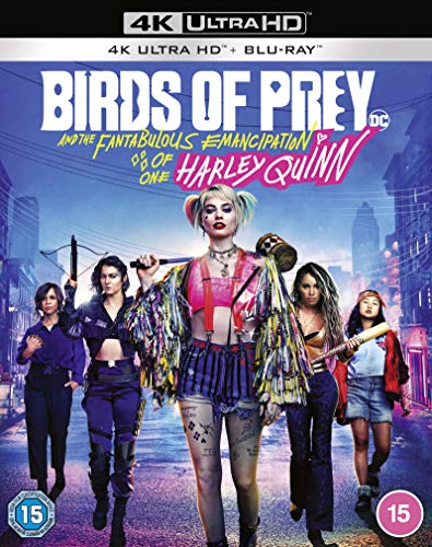 Birds of Prey Blu-ray cover featuring Harley Quinn and a female team.