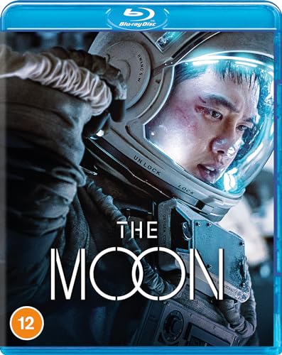 Blu-ray cover for "The Moon" featuring an astronaut with a distressed expression.