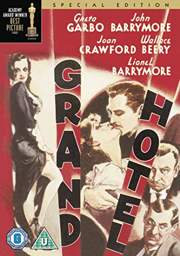Grand Hotel" DVD cover featuring Greta Garbo, John Barrymore, and Joan Crawford.