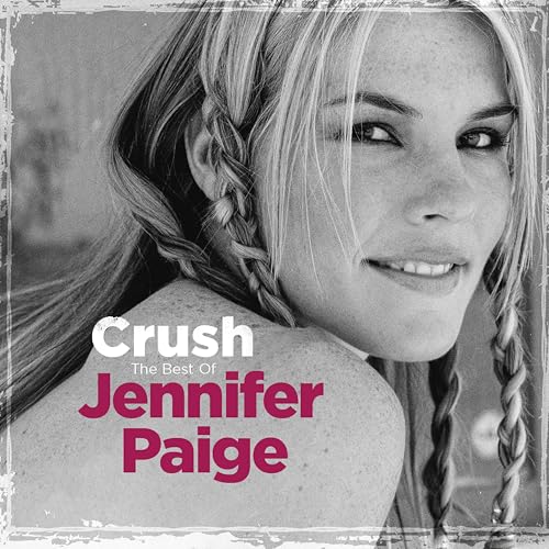 Close-up of Jennifer Paige on album cover, with pink text "Crush".