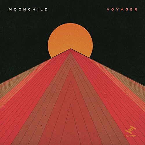 Album cover for Moonchild’s Voyager, featuring a sun and geometric shapes.