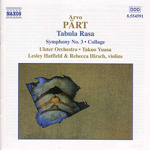 CD cover for Arvo Pärt’s “Tabula Rasa” with abstract blue artwork.