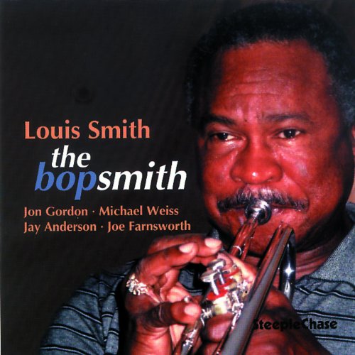 Louis Smith holding a trumpet on the album cover, “The Bopsmith.”