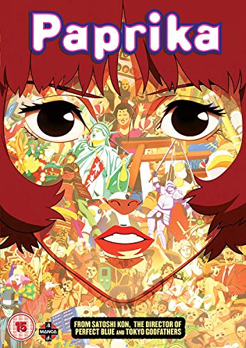 DVD cover art for Paprika featuring a large close-up of a character's face.