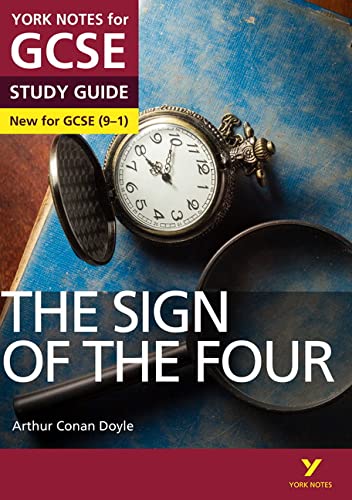York Notes study guide for "The Sign of the Four" with pocket watch.