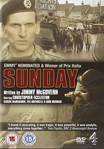 DVD cover for "Sunday" depicting a soldier and protest crowd.