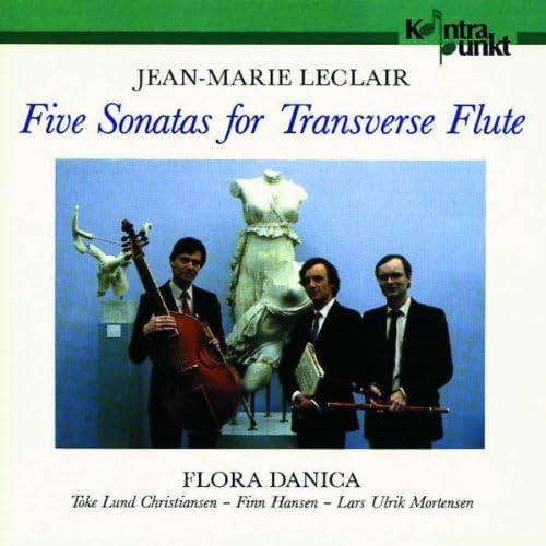 Vinyl record cover: musicians and a statue on a blue background.