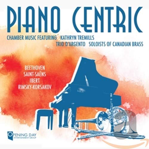 CD cover: piano, trombone, and abstract red watercolor background.