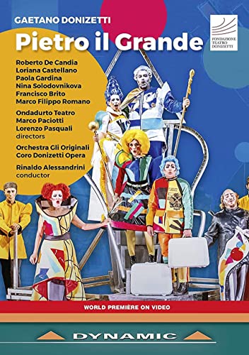 DVD cover for Donizetti’s “Pietro il Grande” opera, featuring costumed performers.