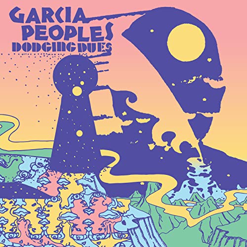 Album cover for Garcia Peoplesā āDodging Duesā with psychedelic illustration.