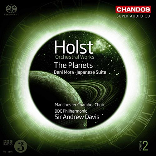 CD cover for Holst’s “The Planets” with planetary imagery and text.