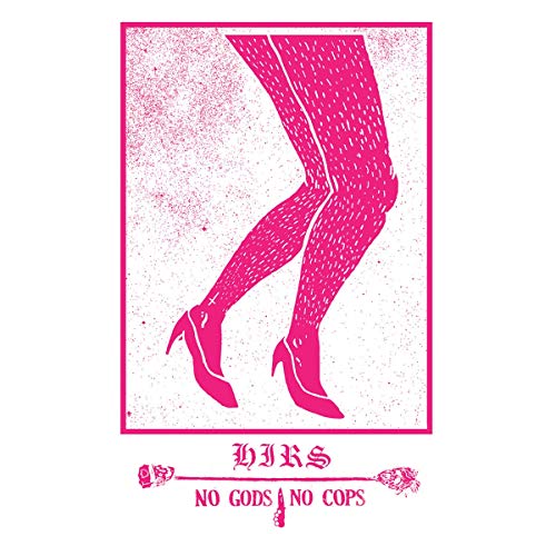 Pink patterned legs in heels against a speckled white background.