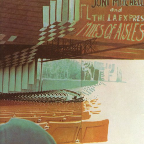 Joni Mitchell’s “Miles Of Aisles” album cover, concert hall interior.