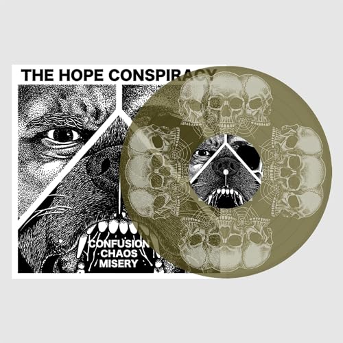 Vinyl record with skull and ape imagery, black and olive green tones.