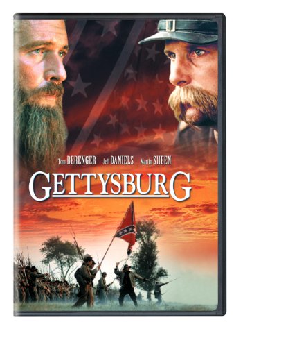 DVD cover for the Civil War film "Gettysburg" with soldiers and portraits.