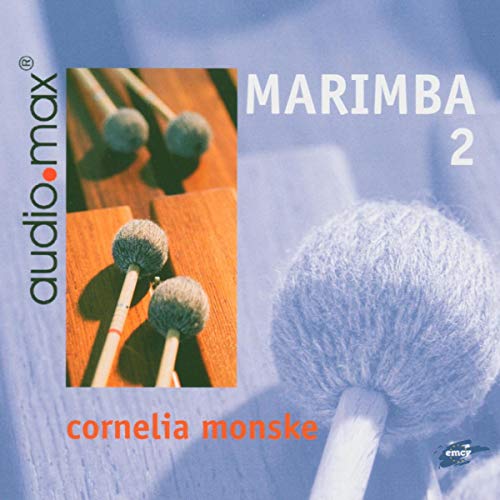 CD cover for Cornelia Monske’s “Marimba 2” featuring mallets and blurred instrument.