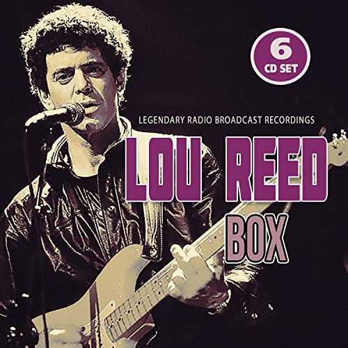 Lou Reed performing with a guitar, six CD set packaging shown.