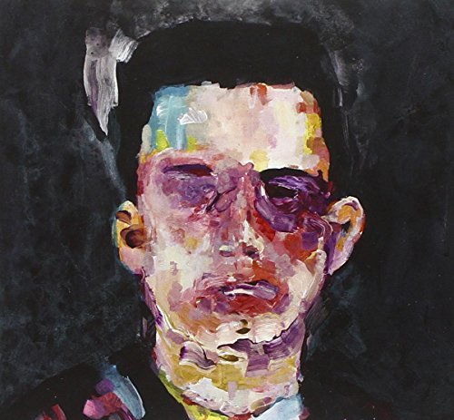 Abstract portrait of a man with colorful, textured brushstrokes.