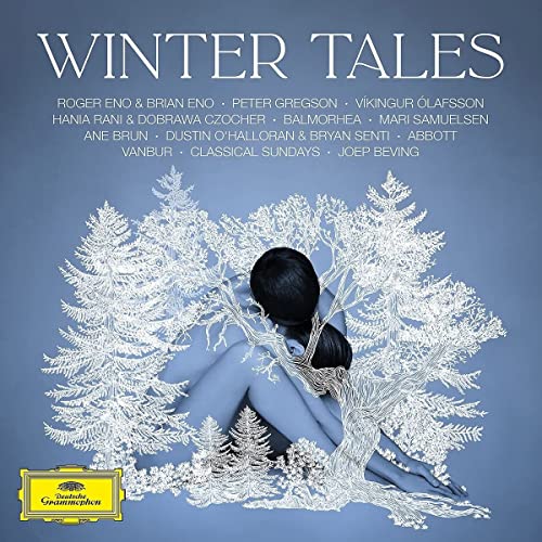 Winter Tales" vinyl album cover with a blue figure and frosty branches.