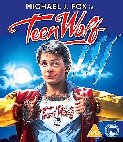 Teen Wolf" Blu-ray cover featuring Michael J. Fox with claw marks and moon.