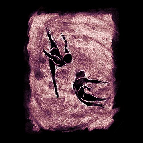 Dark pink abstract album cover with silhouetted figures falling.