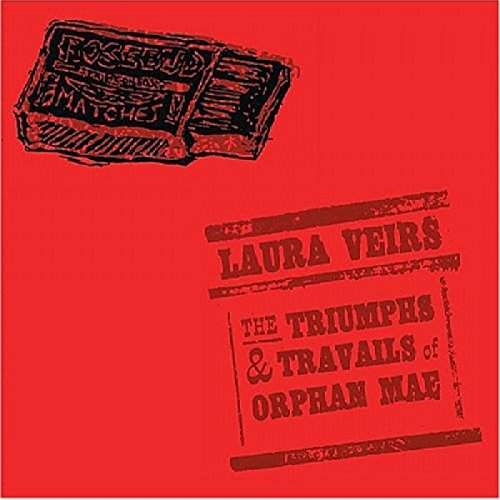 Red album cover with a matchbox illustration and text: Laura Veirs.