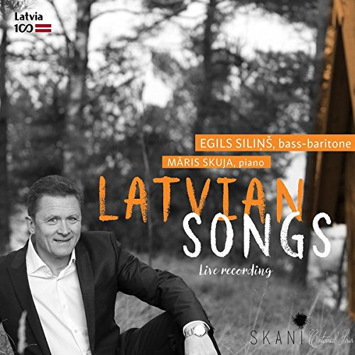 CD cover featuring Egils Silinš, a singer, with Latvian landscape background.