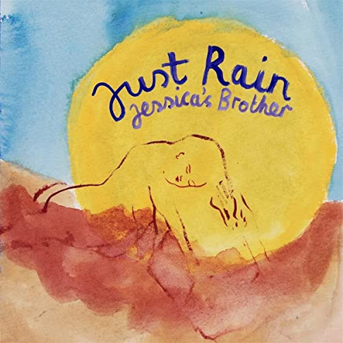 Watercolor album cover for "Just Rain" by Jessica's Brother, featuring a sun and figure.