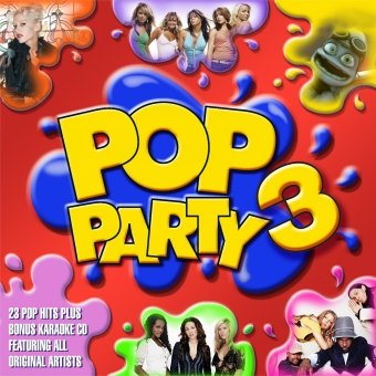 CD cover for “Pop Party 3” featuring multiple pop singers and colorful graphics.