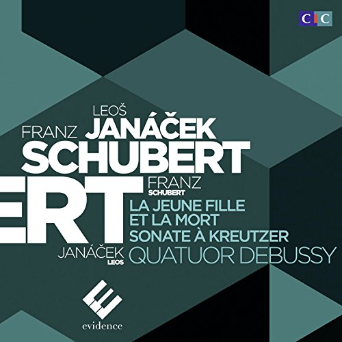 CD cover with composers’ names—Debussy, Schubert, Janáček—in white text.