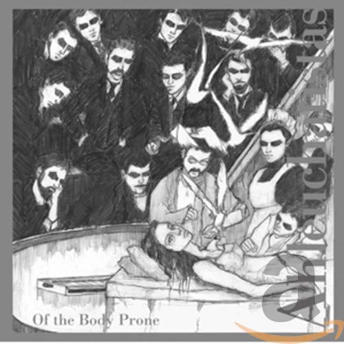Black and white CD cover depicting figures surrounding a prone body.